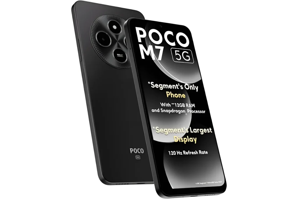 POCO M7 5G showcasing design and features (image used for illustration purposes only)