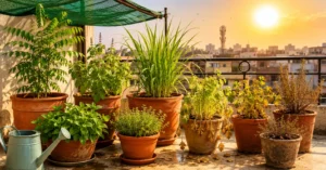 Herbs survive Delhi summer balcony test